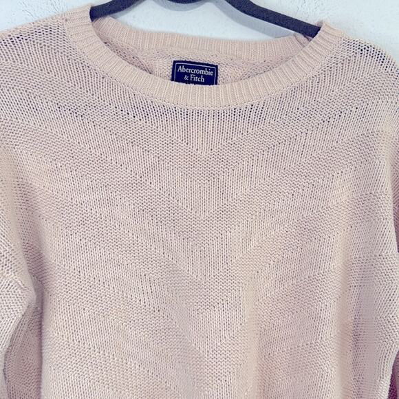 Abercrombie & Fitch Y2K Baby Pink Crew Neck Sweater Back Lace-Up Detail Size M - Picture 3 of 6